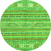 Round Abstract Green Modern Rug, abs2400grn