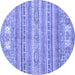 Round Machine Washable Abstract Blue Modern Rug, wshabs2400blu