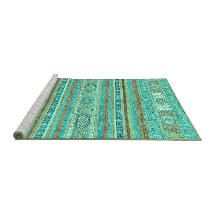 Sideview of Machine Washable Abstract Turquoise Modern Area Rugs, wshabs2400turq