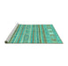 Sideview of Machine Washable Abstract Turquoise Modern Area Rugs, wshabs2400turq