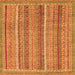 Square Machine Washable Oriental Orange Modern Area Rugs, wshabs2401org