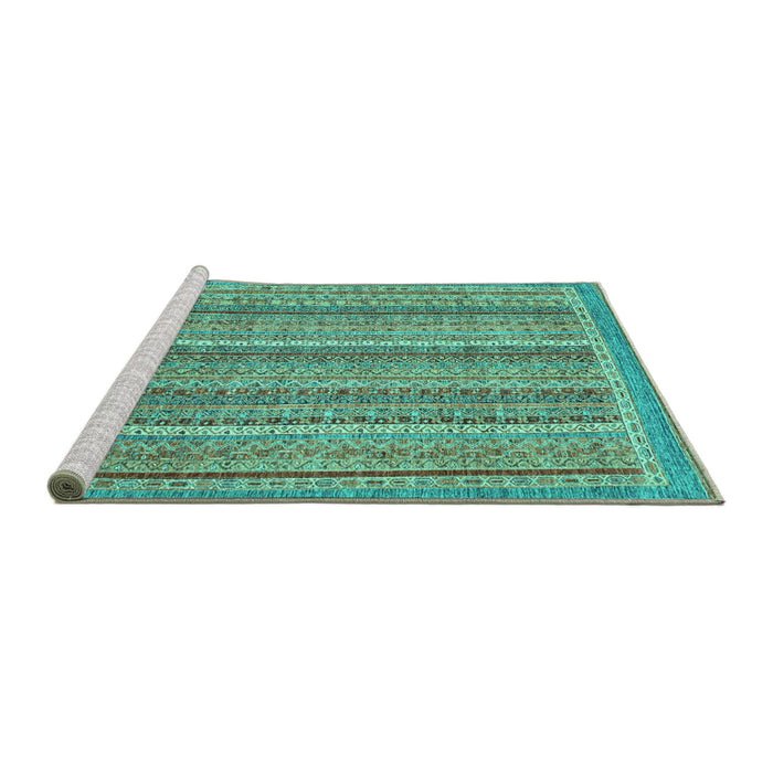 Sideview of Machine Washable Oriental Turquoise Modern Area Rugs, wshabs2401turq