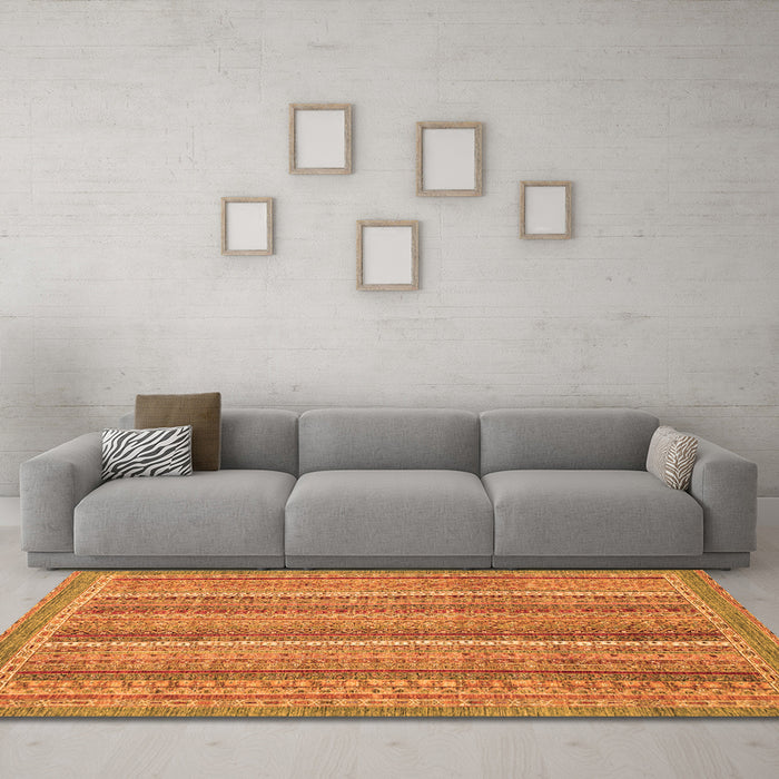 Machine Washable Oriental Orange Modern Area Rugs in a Living Room, wshabs2401org