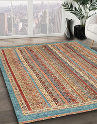 Abstract Sand Brown Oriental Rug, abs2401