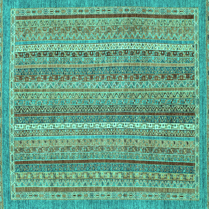 Square Machine Washable Oriental Turquoise Modern Area Rugs, wshabs2401turq