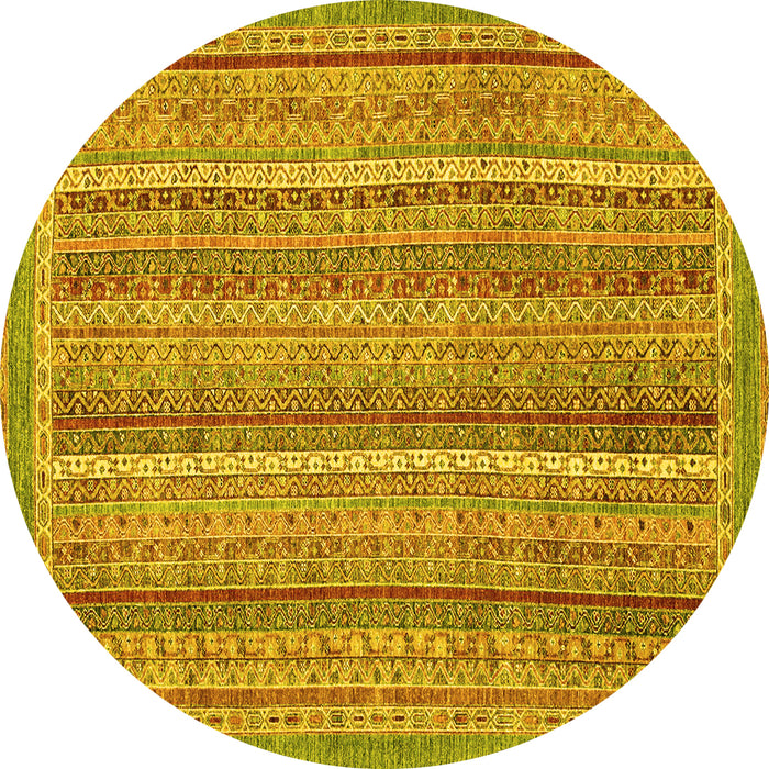 Round Oriental Yellow Modern Rug, abs2401yw