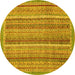 Round Oriental Yellow Modern Rug, abs2401yw