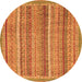 Round Machine Washable Oriental Orange Modern Area Rugs, wshabs2401org