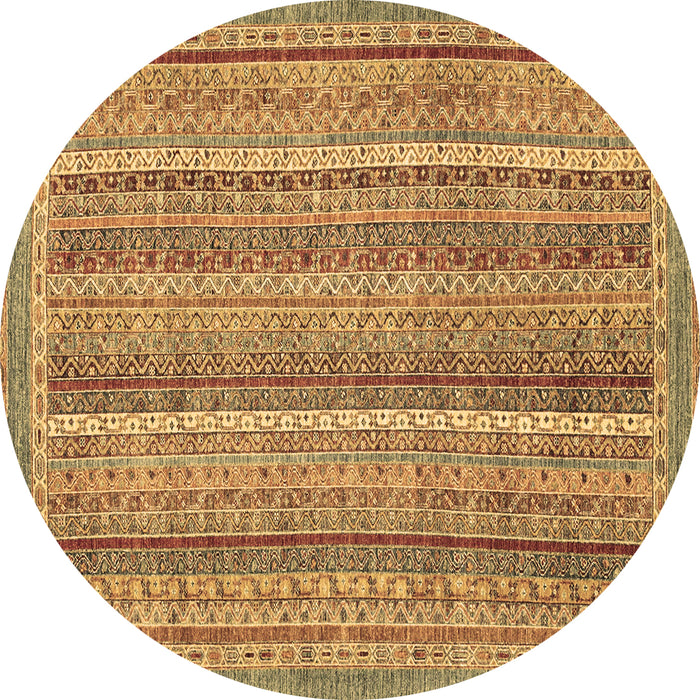 Round Machine Washable Oriental Brown Modern Rug, wshabs2401brn