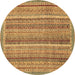 Round Machine Washable Oriental Brown Modern Rug, wshabs2401brn