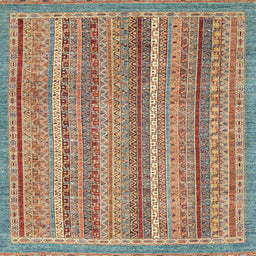 Square Abstract Sand Brown Oriental Rug, abs2401