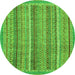 Round Oriental Green Modern Rug, abs2401grn