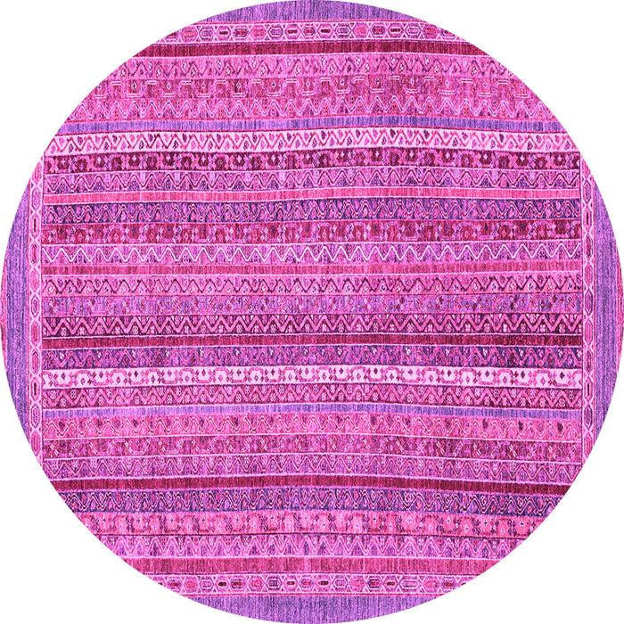Round Machine Washable Oriental Pink Modern Rug, wshabs2401pnk