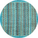 Round Oriental Light Blue Modern Rug, abs2401lblu