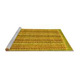 Sideview of Machine Washable Oriental Yellow Modern Rug, wshabs2401yw