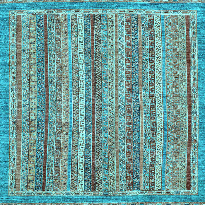 Square Machine Washable Oriental Light Blue Modern Rug, wshabs2401lblu