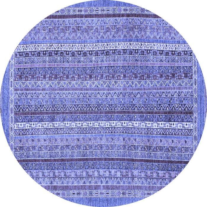 Round Machine Washable Oriental Blue Modern Rug, wshabs2401blu