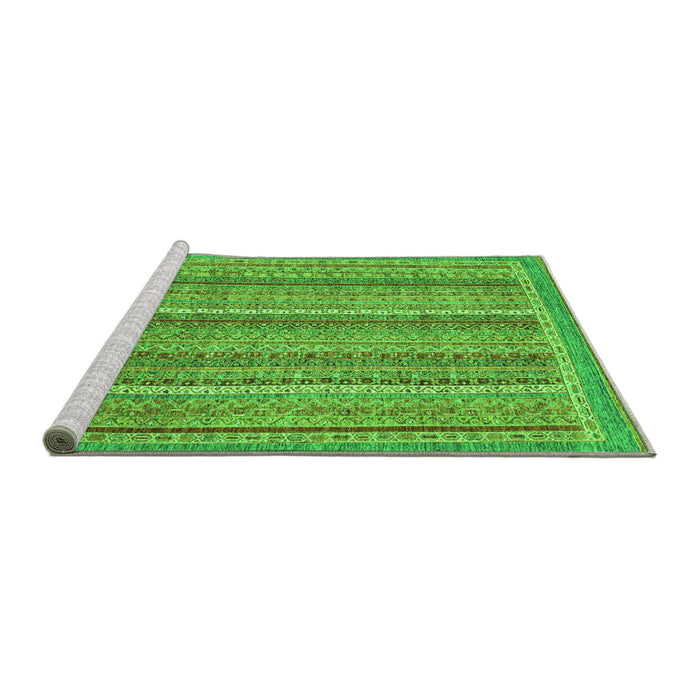 Sideview of Machine Washable Oriental Green Modern Area Rugs, wshabs2401grn
