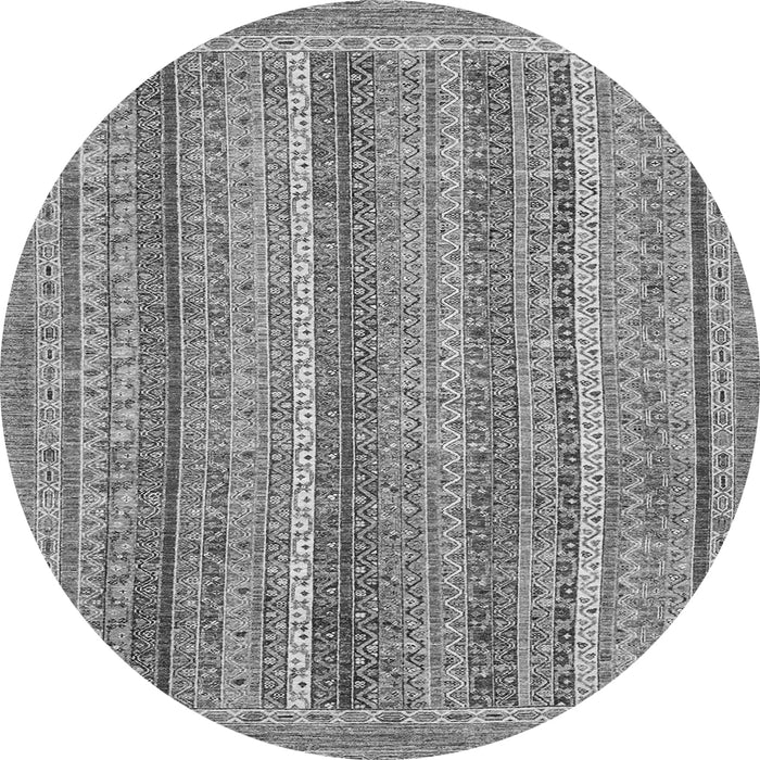 Round Machine Washable Oriental Gray Modern Rug, wshabs2401gry
