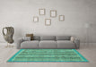 Machine Washable Oriental Turquoise Modern Area Rugs in a Living Room,, wshabs2401turq