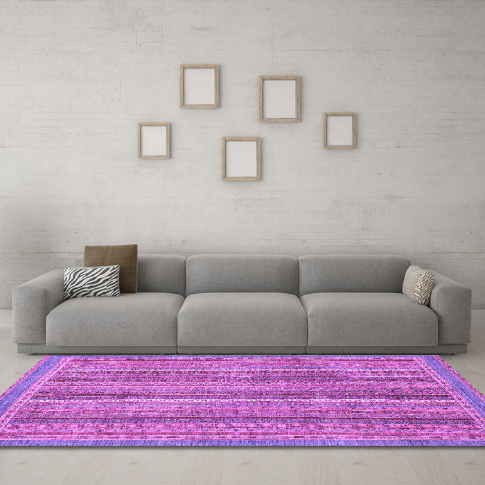 Machine Washable Oriental Purple Modern Area Rugs in a Living Room, wshabs2401pur