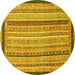 Round Machine Washable Oriental Yellow Modern Rug, wshabs2402yw