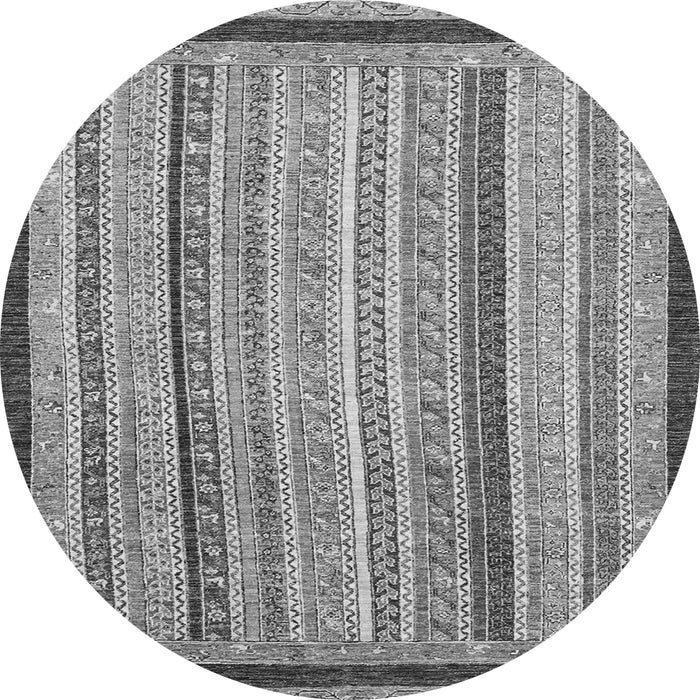 Round Machine Washable Oriental Gray Modern Rug, wshabs2402gry