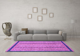 Machine Washable Oriental Purple Modern Area Rugs in a Living Room, wshabs2402pur