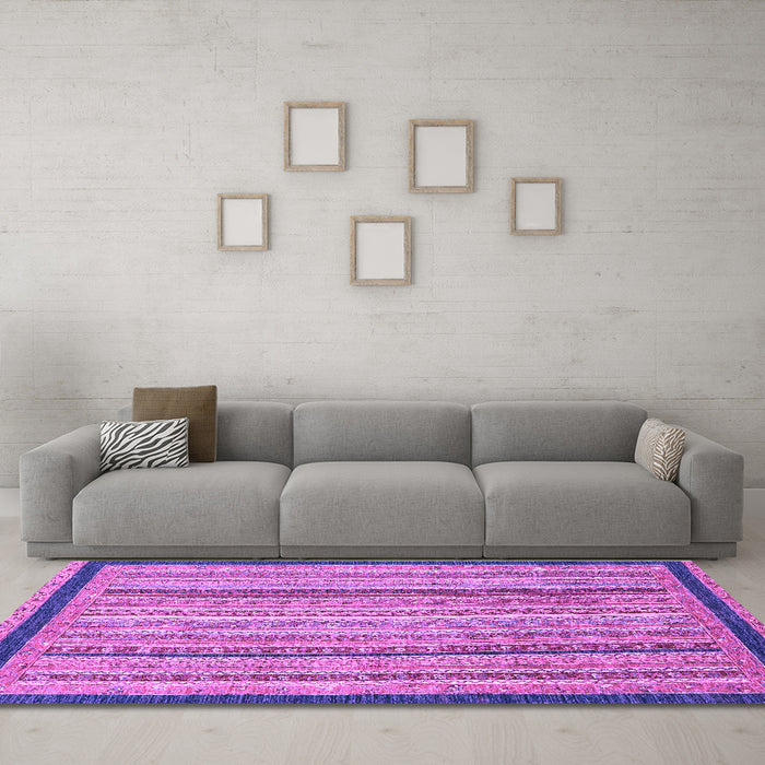 Machine Washable Oriental Purple Modern Area Rugs in a Living Room, wshabs2402pur