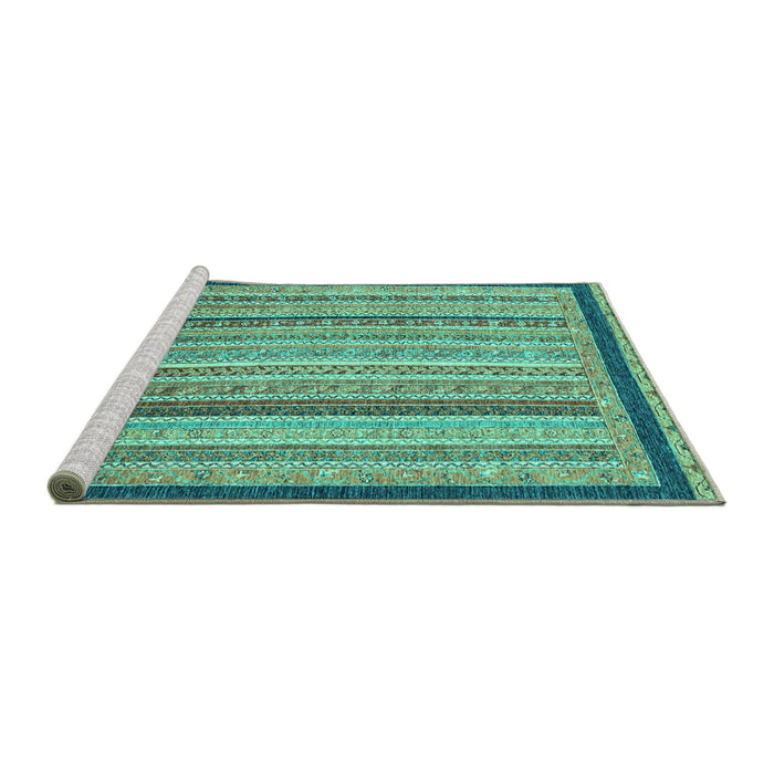 Sideview of Machine Washable Oriental Turquoise Modern Area Rugs, wshabs2402turq