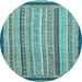 Round Oriental Light Blue Modern Rug, abs2402lblu