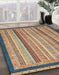 Abstract Chestnut Brown Oriental Rug in Family Room, abs2402