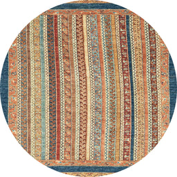 Round Abstract Chestnut Brown Oriental Rug, abs2402