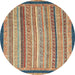 Round Abstract Chestnut Brown Oriental Rug, abs2402