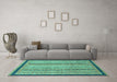 Machine Washable Oriental Turquoise Modern Area Rugs in a Living Room,, wshabs2402turq