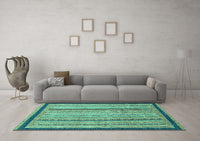 Machine Washable Oriental Turquoise Modern Rug, wshabs2402turq