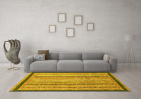 Machine Washable Oriental Yellow Modern Rug, wshabs2402yw