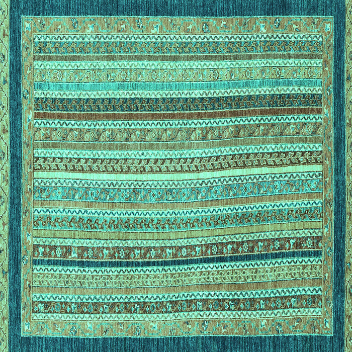 Square Machine Washable Oriental Turquoise Modern Area Rugs, wshabs2402turq