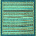 Square Machine Washable Oriental Turquoise Modern Area Rugs, wshabs2402turq