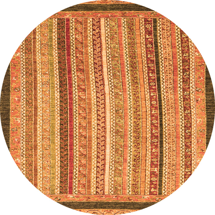 Round Machine Washable Oriental Orange Modern Area Rugs, wshabs2402org