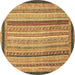 Round Oriental Brown Modern Rug, abs2402brn