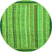 Round Machine Washable Oriental Green Modern Area Rugs, wshabs2402grn