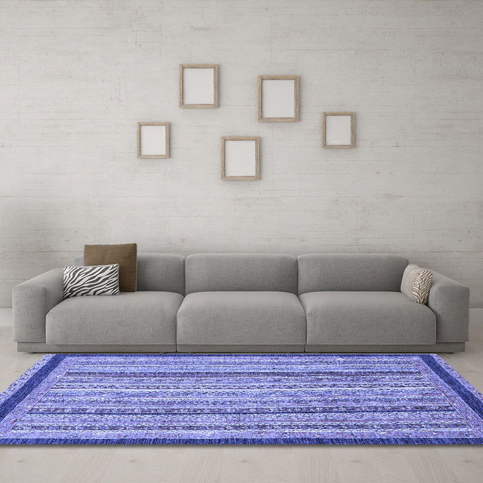 Machine Washable Oriental Blue Modern Rug in a Living Room, wshabs2402blu