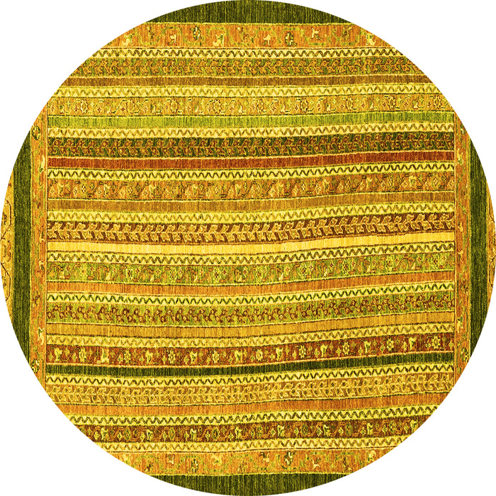 Round Oriental Yellow Modern Rug, abs2402yw