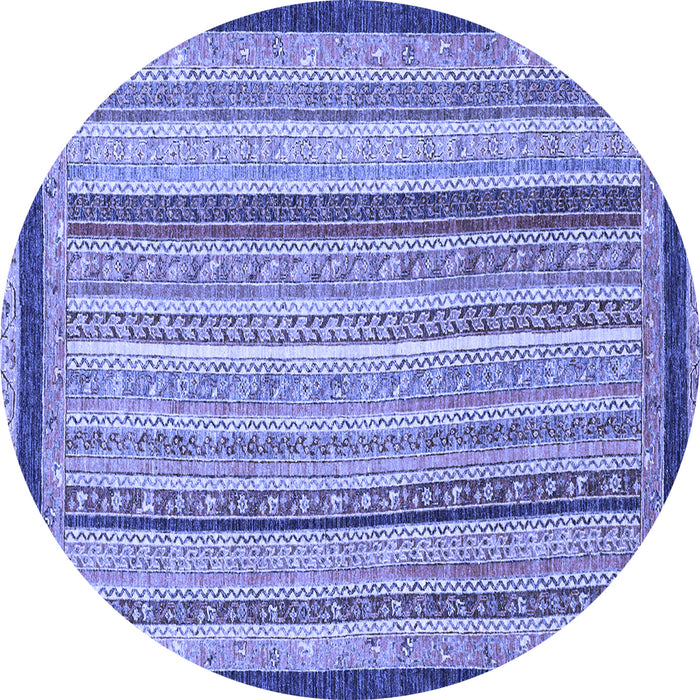 Round Machine Washable Oriental Blue Modern Rug, wshabs2402blu