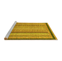 Sideview of Machine Washable Oriental Yellow Modern Rug, wshabs2402yw