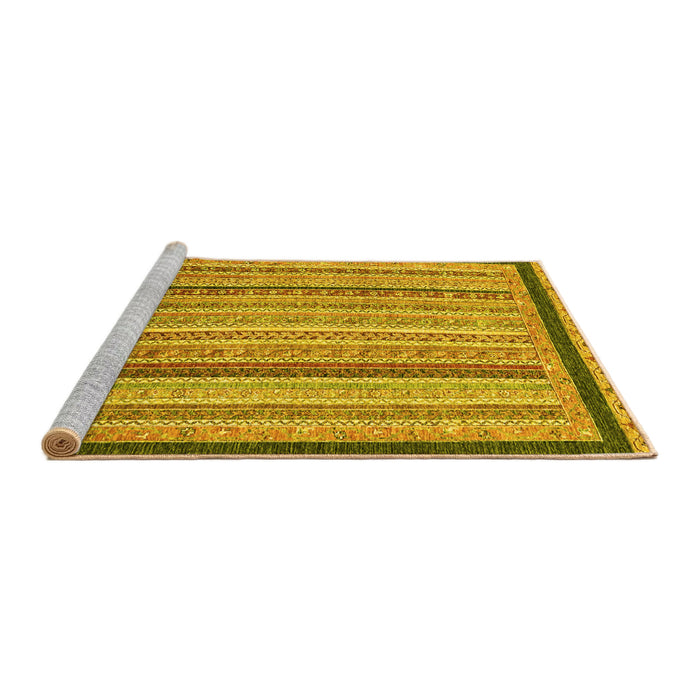 Sideview of Machine Washable Oriental Yellow Modern Rug, wshabs2402yw