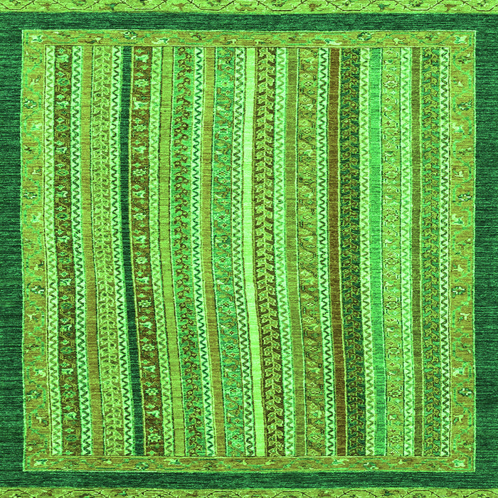 Square Machine Washable Oriental Green Modern Area Rugs, wshabs2402grn