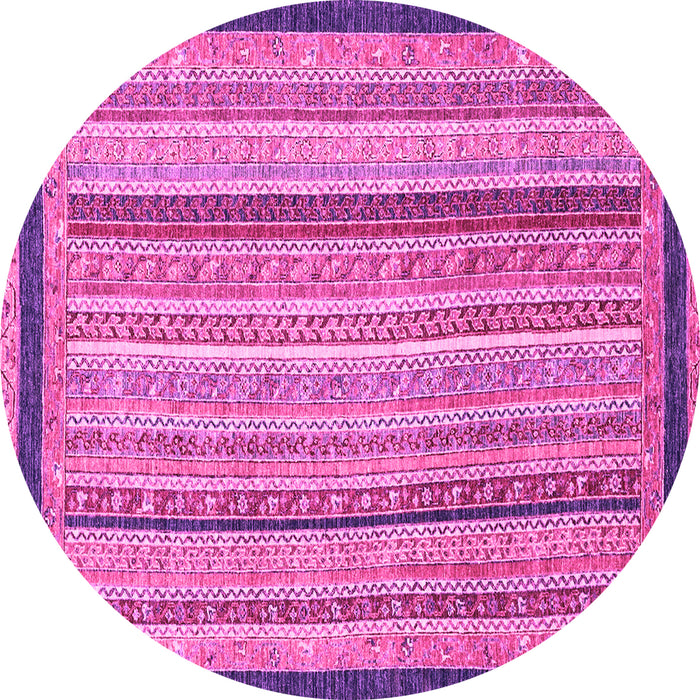 Round Machine Washable Oriental Pink Modern Rug, wshabs2402pnk