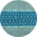 Round Oriental Light Blue Modern Rug, abs2403lblu